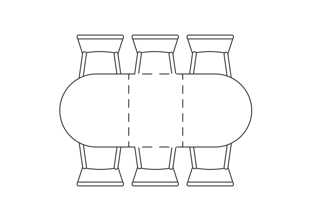 Круглый, раскладной, 6 мест, без торцевых